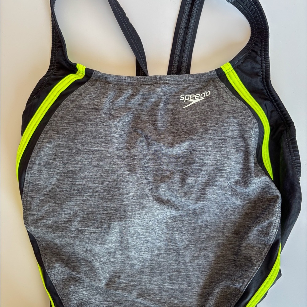 Speedo Gray and Neon Green Swimsuit
